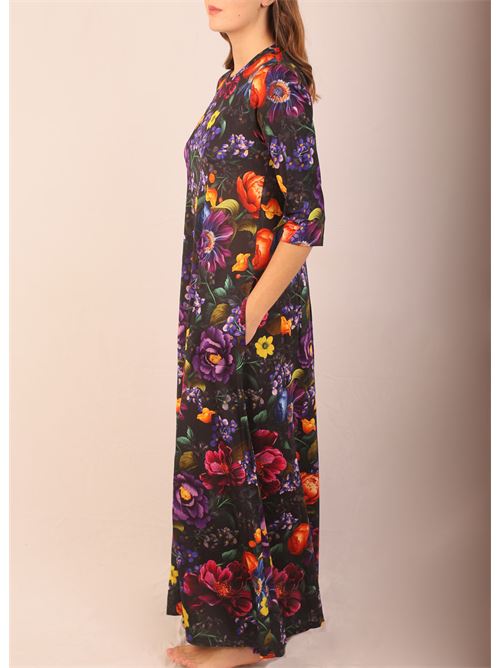 Tailor made dress with flower print Laboratorio Capri | TRAGARAALLOVERBLACK